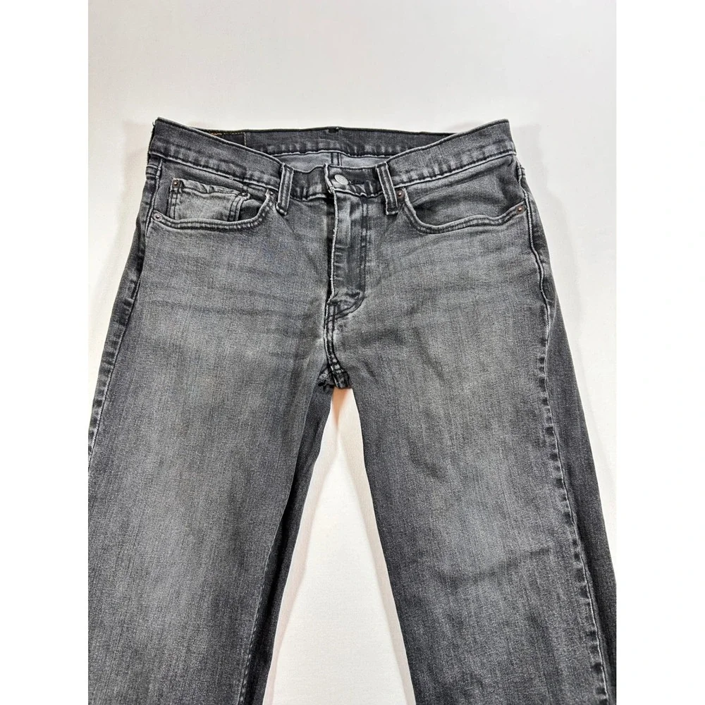 Levis 514 Straight Fit Mens Jeans Faded Black Denim W32 L34 Crotch Flaw